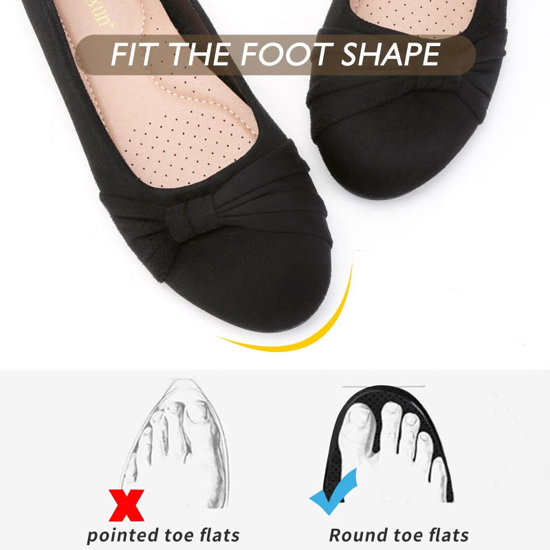 MaxMuxun Women's Black Flats Shoes Faux Suede Round Toe Ballet Dressy Flats Comfortable Slip On Walking Shoes Size 7.5 - Image 4